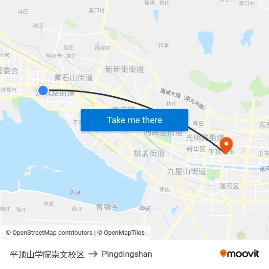 平顶山学院崇文校区 to Pingdingshan map