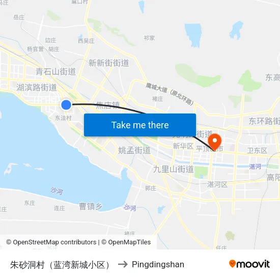 朱砂洞村（蓝湾新城小区） to Pingdingshan map