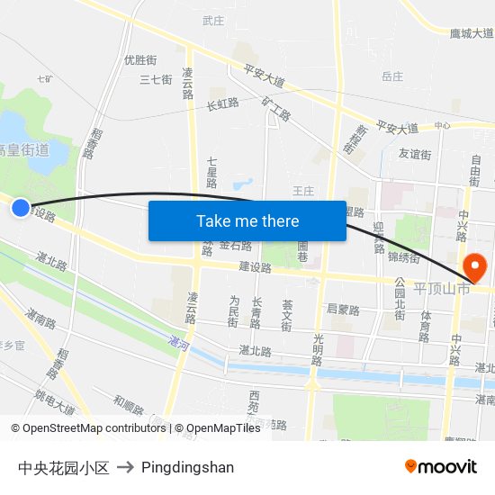 中央花园小区 to Pingdingshan map