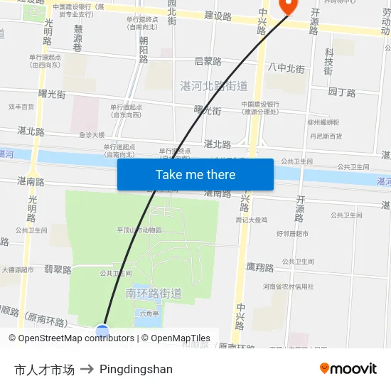 市人才市场 to Pingdingshan map