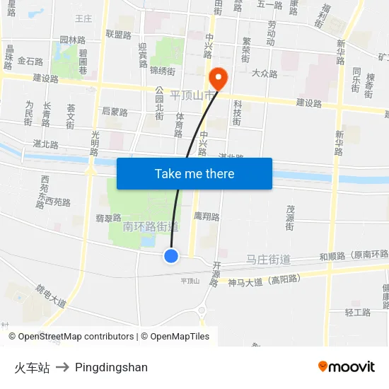 火车站 to Pingdingshan map