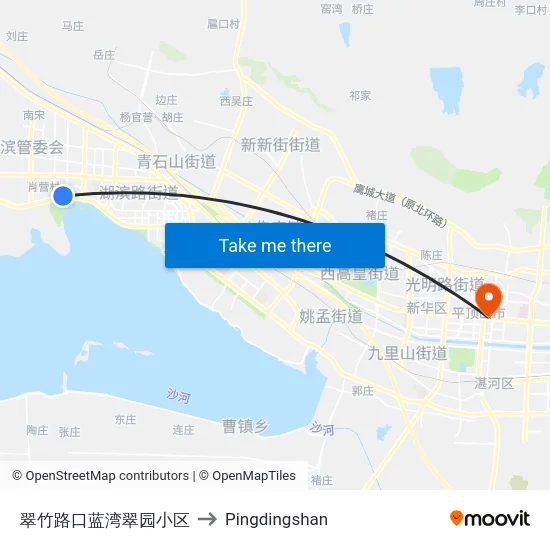 翠竹路口蓝湾翠园小区 to Pingdingshan map