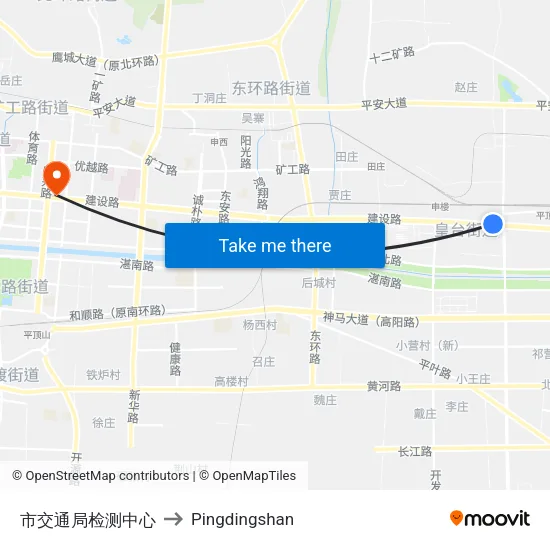 市交通局检测中心 to Pingdingshan map