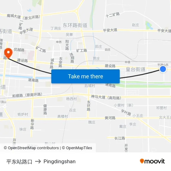 平东站路口 to Pingdingshan map
