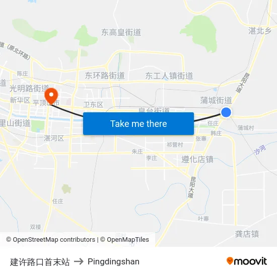 建许路口首末站 to Pingdingshan map