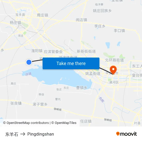 东羊石 to Pingdingshan map