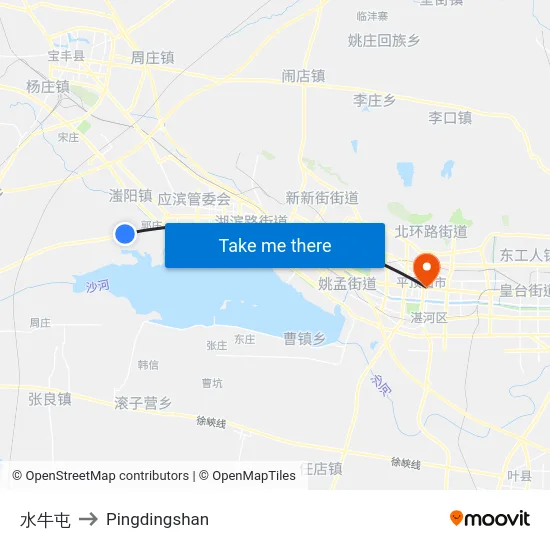 水牛屯 to Pingdingshan map