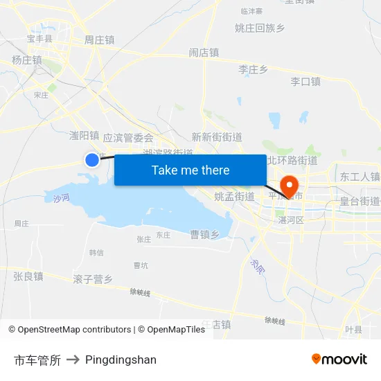 市车管所 to Pingdingshan map