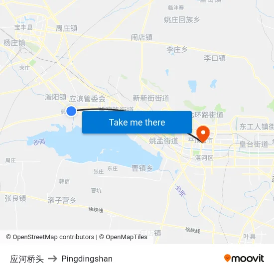 应河桥头 to Pingdingshan map