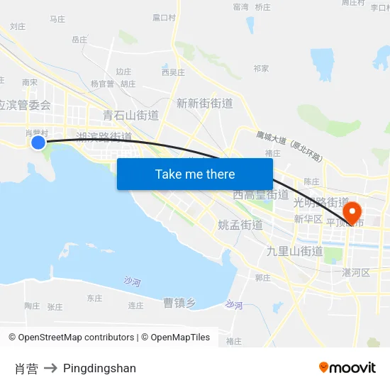 肖营 to Pingdingshan map