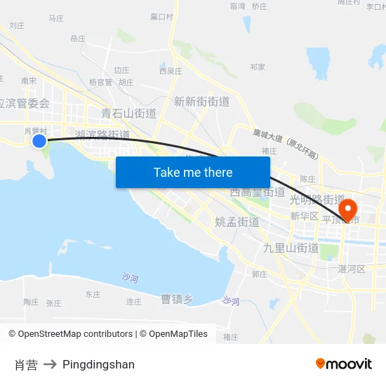 肖营 to Pingdingshan map