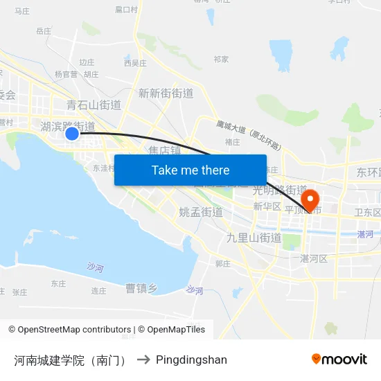 Henan Urban Construction College (South Gate) to Pingdingshan map