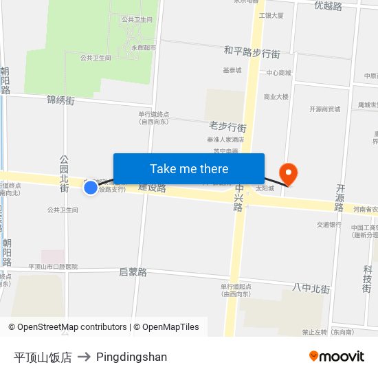 平顶山饭店 to Pingdingshan map