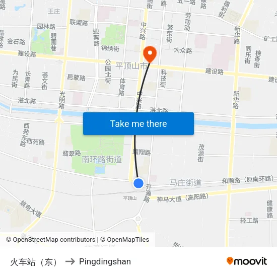 火车站（东） to Pingdingshan map
