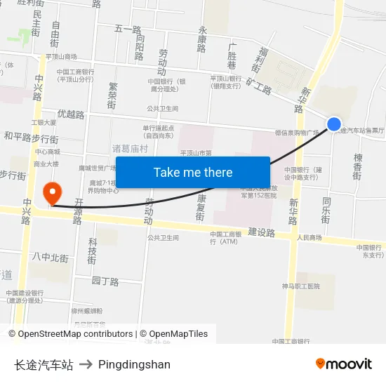 长途汽车站 to Pingdingshan map