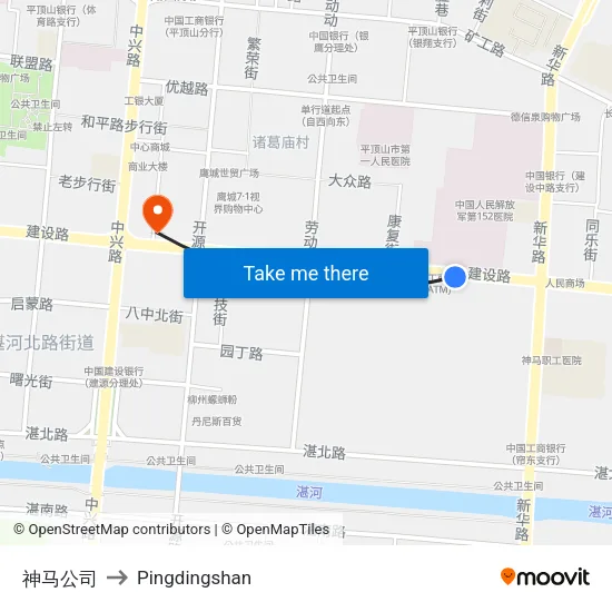 神马公司 to Pingdingshan map