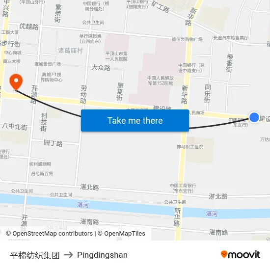 平棉纺织集团 to Pingdingshan map