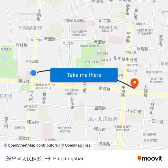 Xinhua District People's Hospital to Pingdingshan map