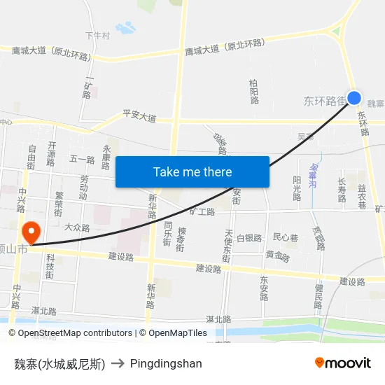 魏寨(水城威尼斯) to Pingdingshan map