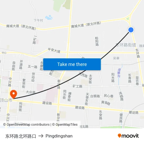 东环路北环路口 to Pingdingshan map