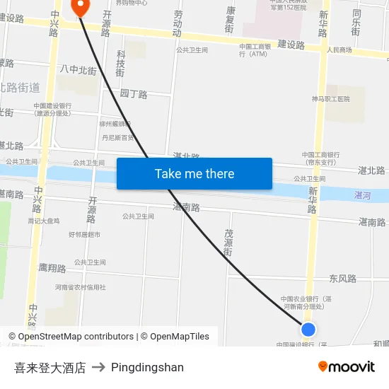 喜来登大酒店 to Pingdingshan map