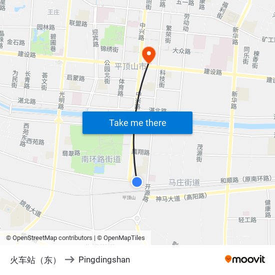 火车站（东） to Pingdingshan map