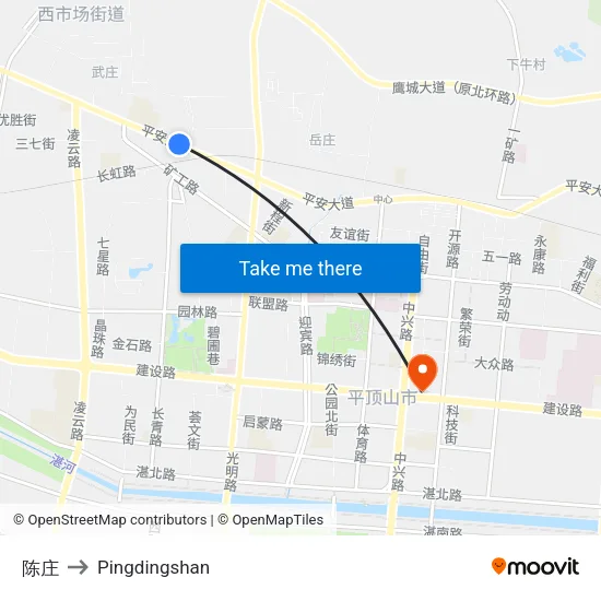 陈庄 to Pingdingshan map