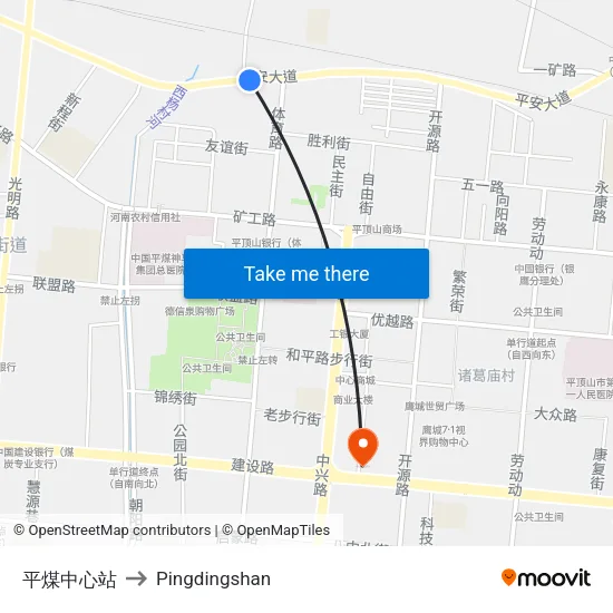 平煤中心站 to Pingdingshan map