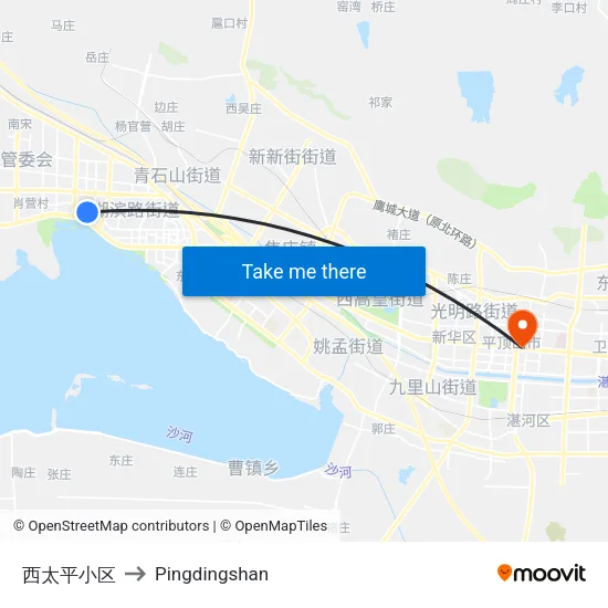 西太平小区 to Pingdingshan map