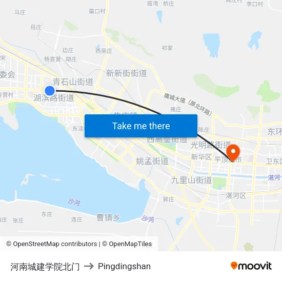 河南城建学院北门 to Pingdingshan map