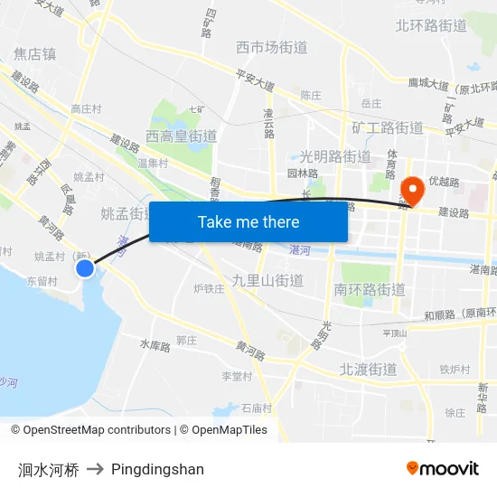 洄水河桥 to Pingdingshan map