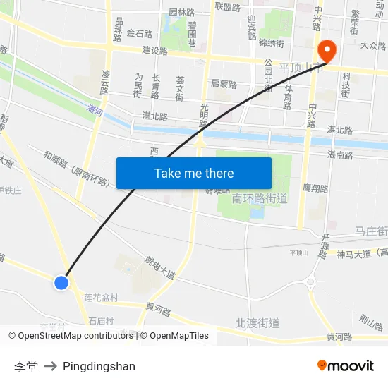 李堂 to Pingdingshan map