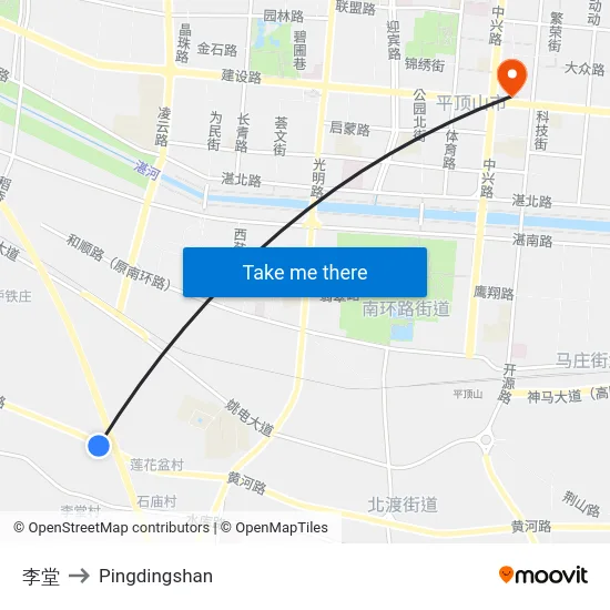 李堂 to Pingdingshan map