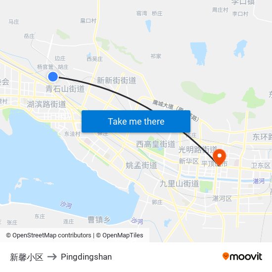 新馨小区 to Pingdingshan map