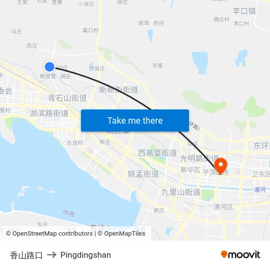 香山路口 to Pingdingshan map