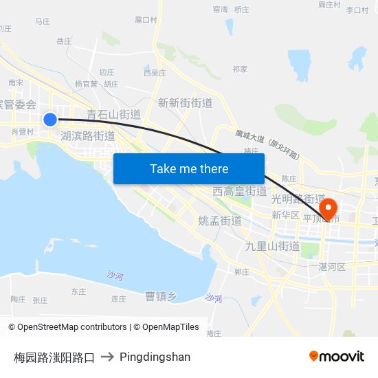 梅园路滍阳路口 to Pingdingshan map