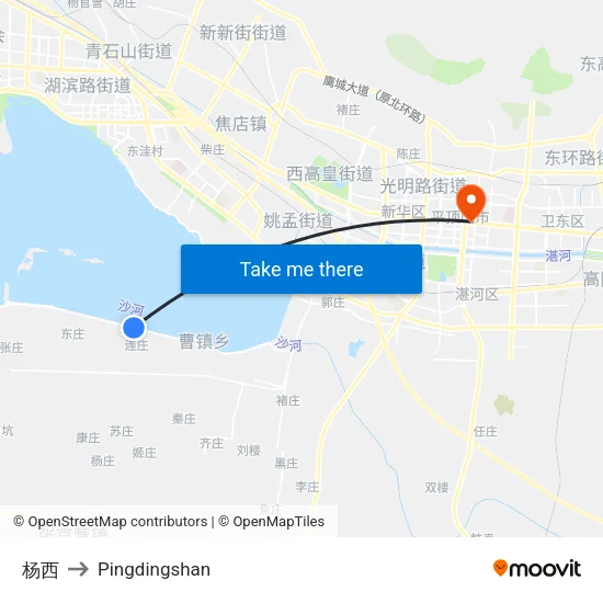 Yangxi to Pingdingshan map