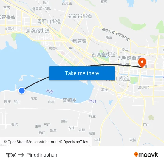 宋寨 to Pingdingshan map