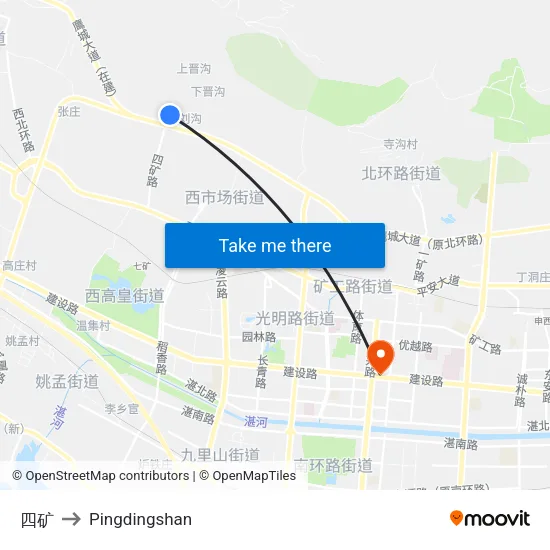 Fourth Mine to Pingdingshan map