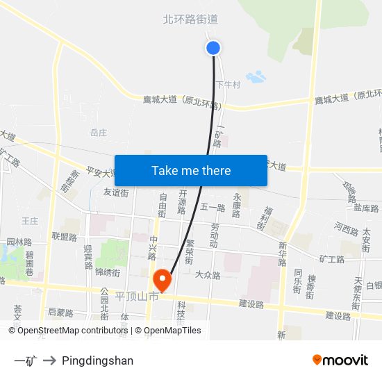 一矿 to Pingdingshan map