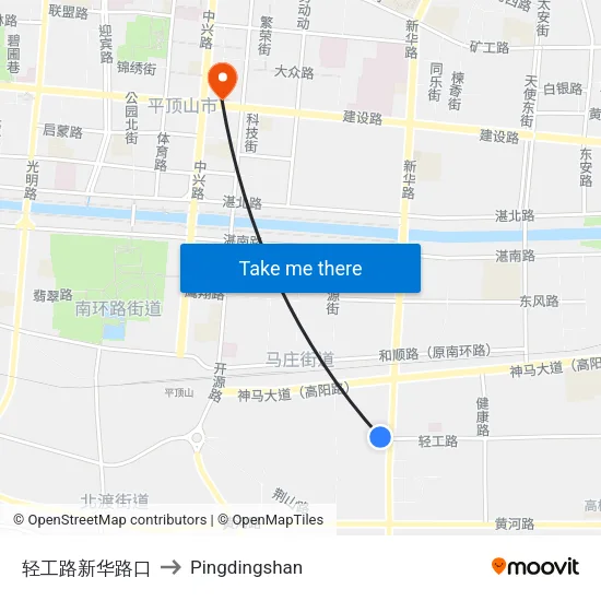 轻工路新华路口 to Pingdingshan map