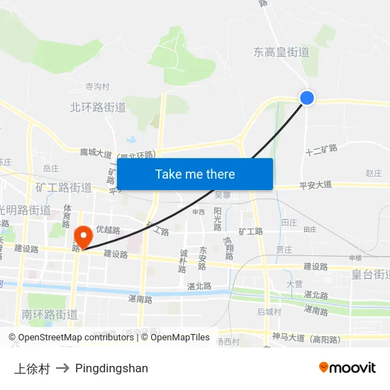上徐村 to Pingdingshan map