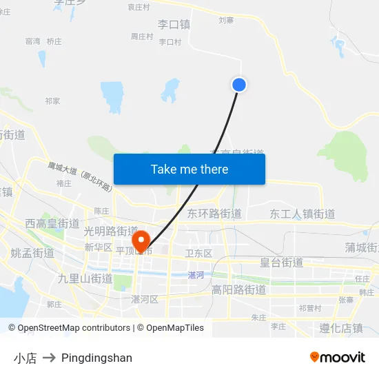 小店 to Pingdingshan map