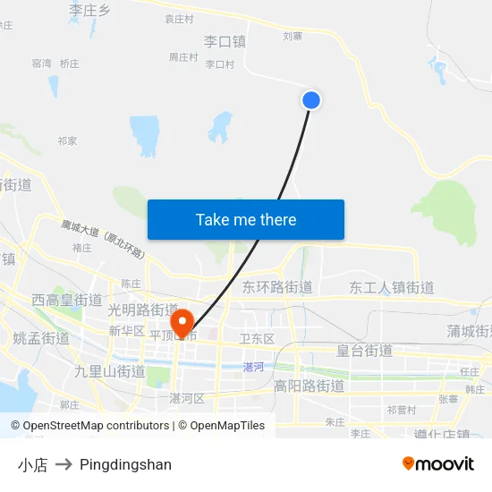 小店 to Pingdingshan map