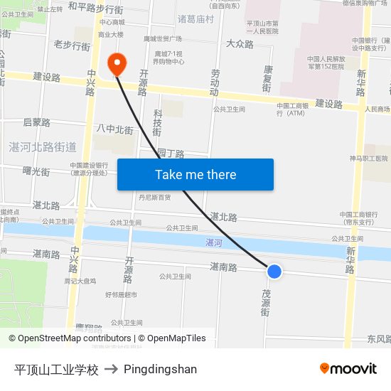 平顶山工业学校 to Pingdingshan map