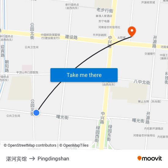 湛河宾馆 to Pingdingshan map