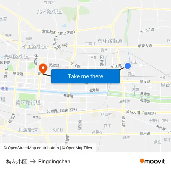 梅花小区 to Pingdingshan map