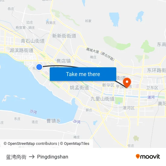 蓝湾尚街 to Pingdingshan map