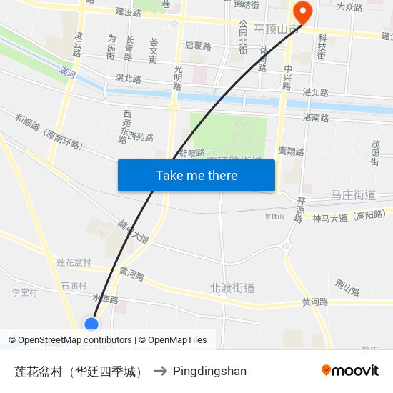 莲花盆村（华廷四季城） to Pingdingshan map