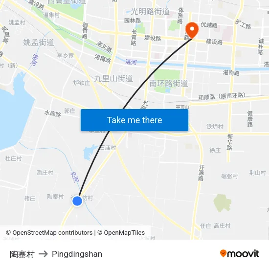 陶寨村 to Pingdingshan map